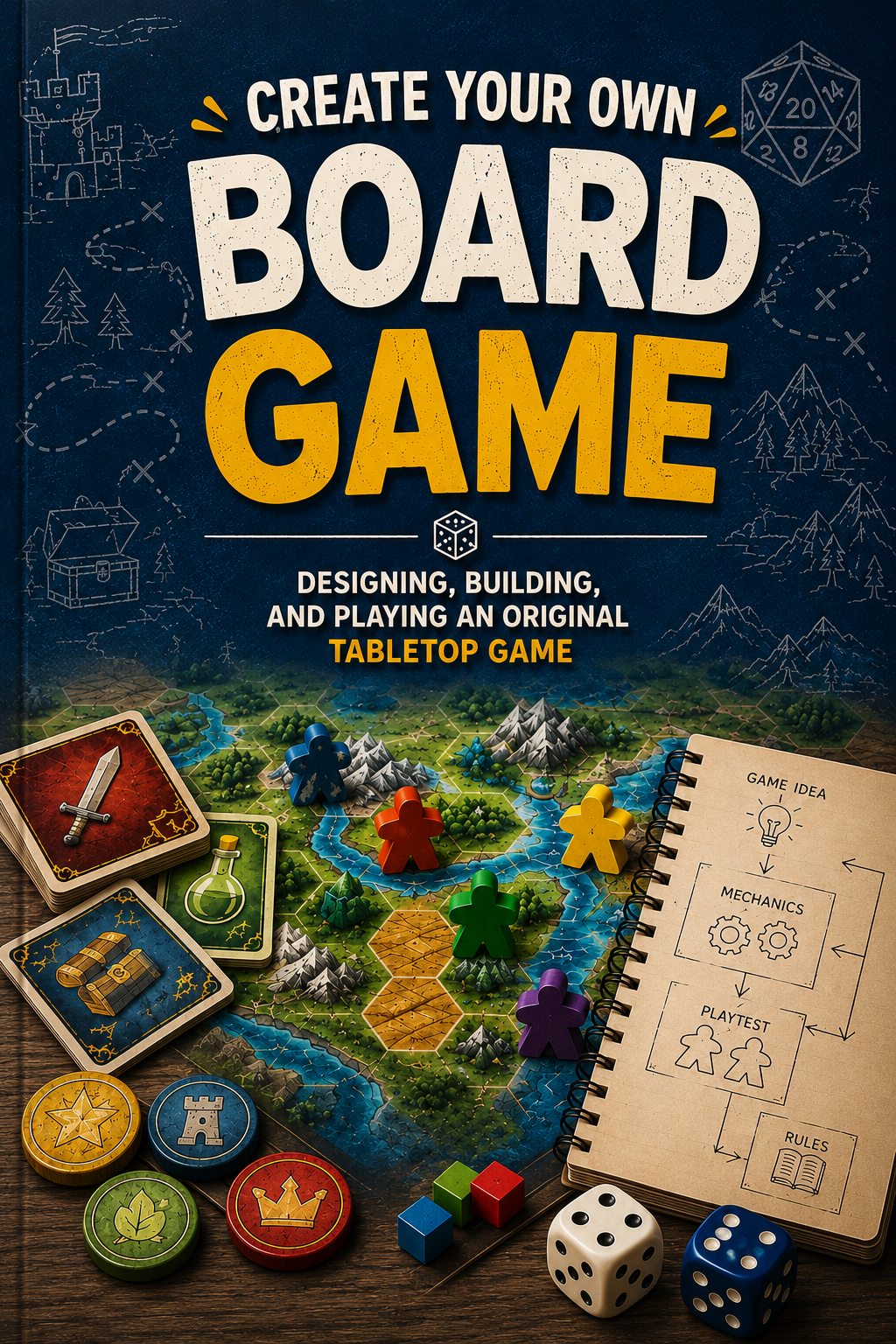 Create Your Own Board Game Design Guide Book, Complete Manual for Designing Building and Playing Original Tabletop Games, Learn Game Ideas Mechanics Prototyping Playtesting and Rules Creation, Creative Resource for Board Game Designers Hobbyists and Game Makers, Paperback Book